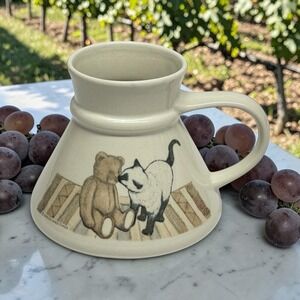 Vintage Coffee Mug No Slip No Spill Siamese Cat & Teddy Bear Gibson Greetings
